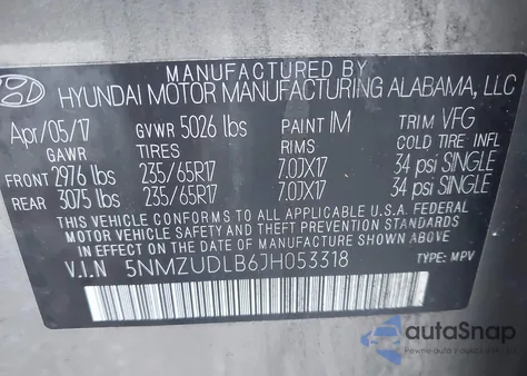 2018 Hyundai Santa Fe Sport 2.4L from USA, damaged, VIN 5NMZUDLB6JH053318